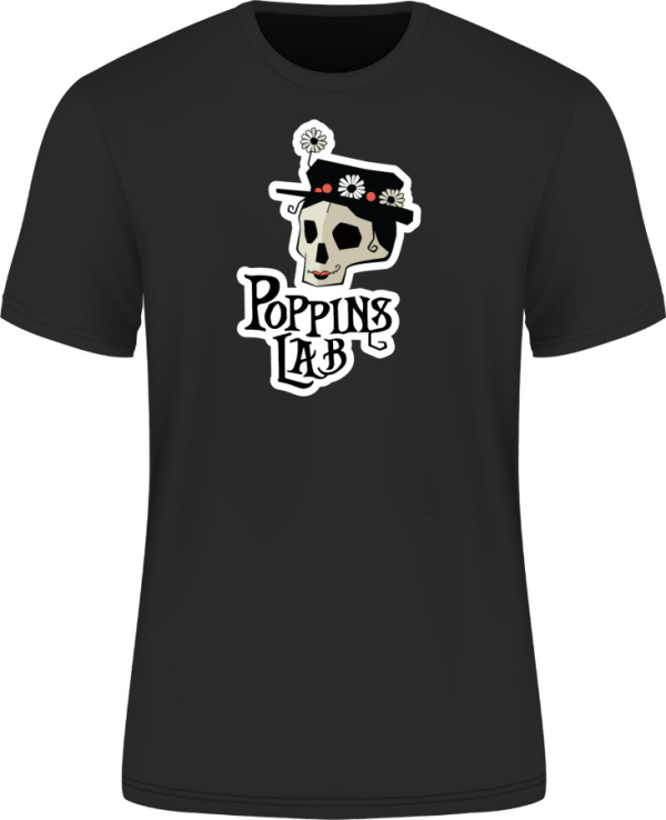 Camiseta negra 180 g/m² logo Poppins Lab todo color (XL)
