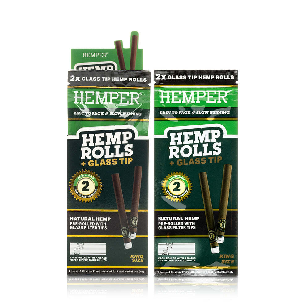 Pre-enrollados King Size Rolls 2 pk con boquilla de vidrio display Hemper - Image 2