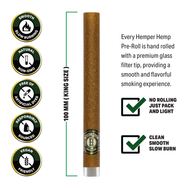 Pre-enrollados King Size Rolls 2 pk con boquilla de vidrio display Hemper - Image 5