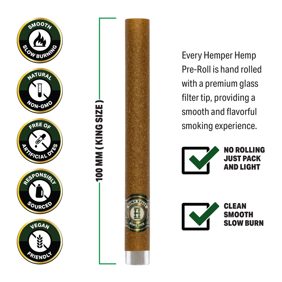 Pre-enrollados King Size Rolls 2 pk con boquilla de vidrio display Hemper - Image 5
