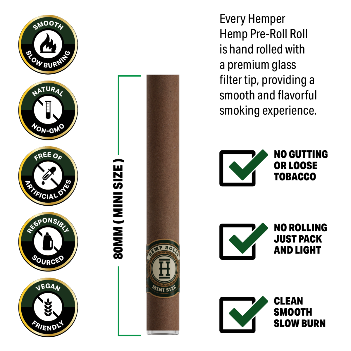 Pre-enrollados Mini rolls 4 PK con boquilla de vidrio display Hemper - Image 3