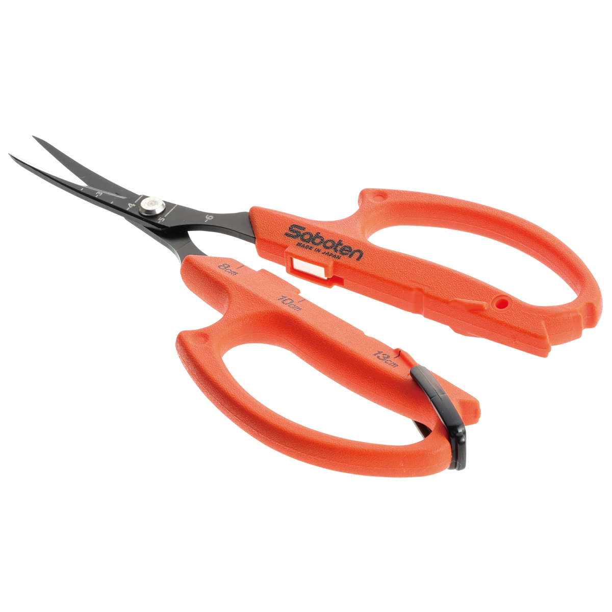 Tijeras curva y punta afilada antiadherente naranja Saboten