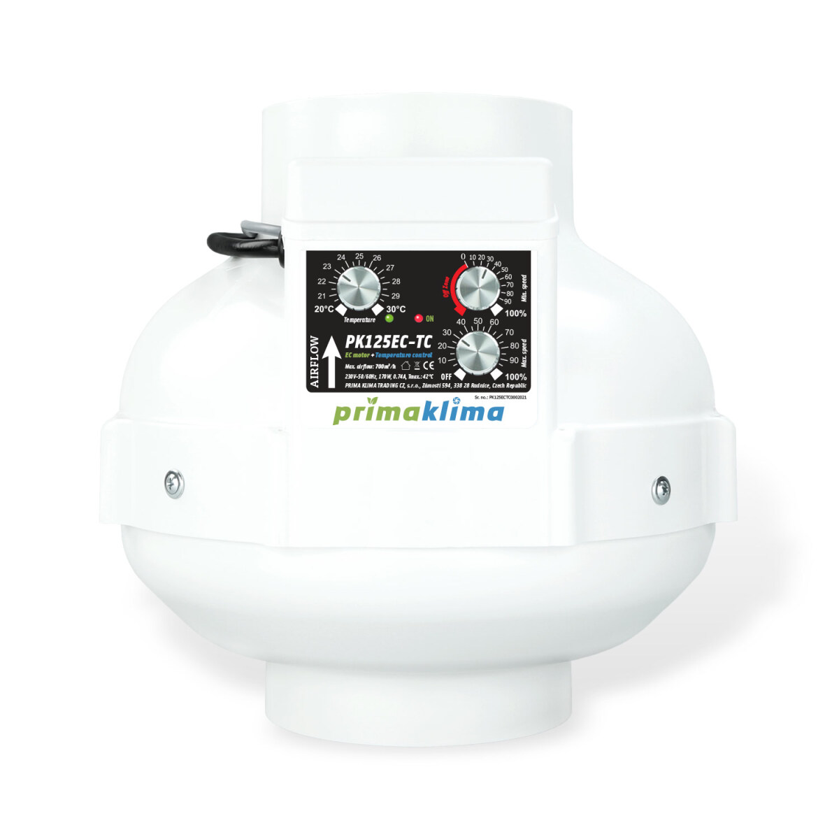 Extractor 125 mm EC-TC (0-680 m³/h) Prima Klima