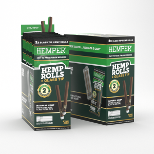 Pre-enrollados King Size Rolls 2 pk con boquilla de vidrio display Hemper